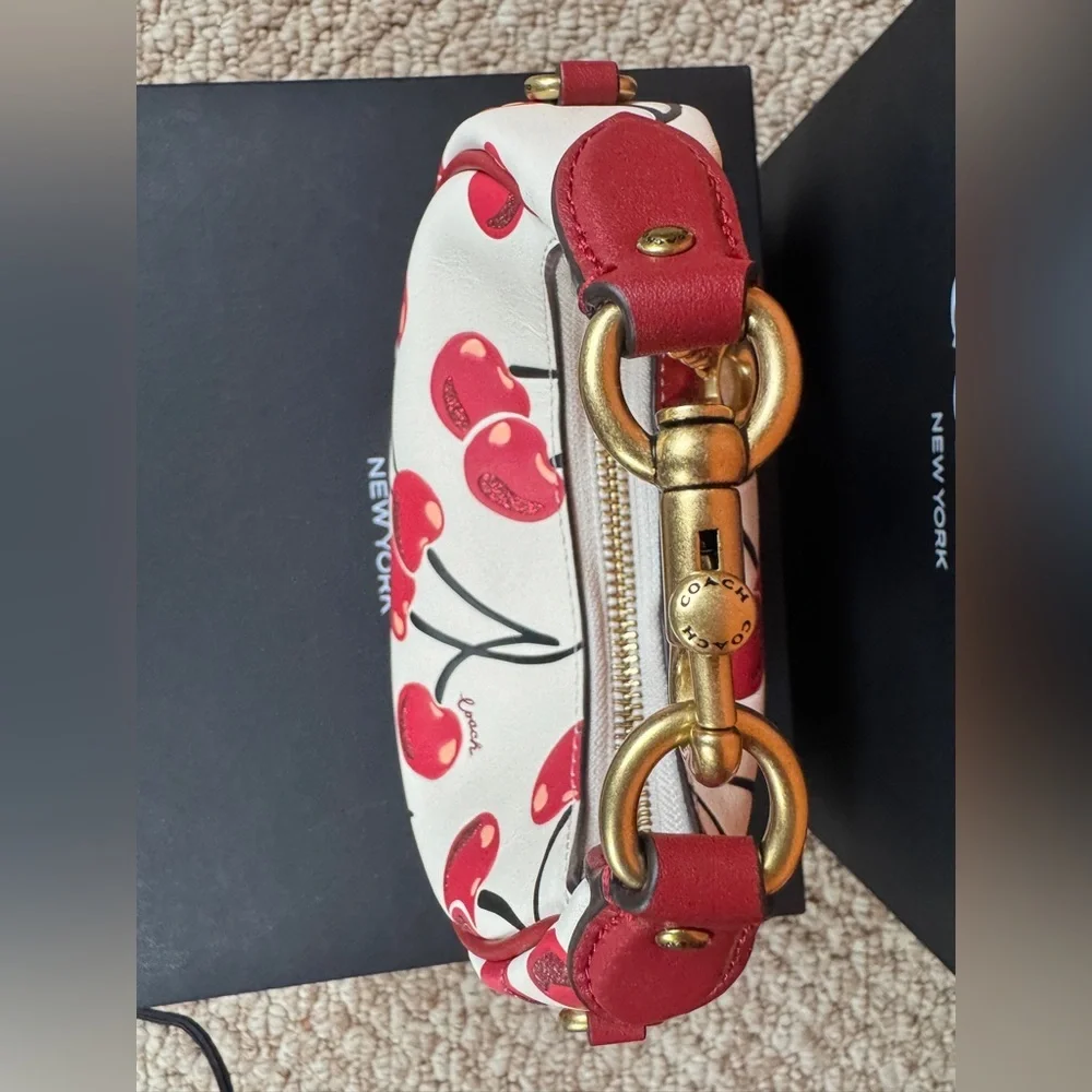 Coach Cherry Print Shoulder Bag in White and Red. #2 - Picture 9 of 11